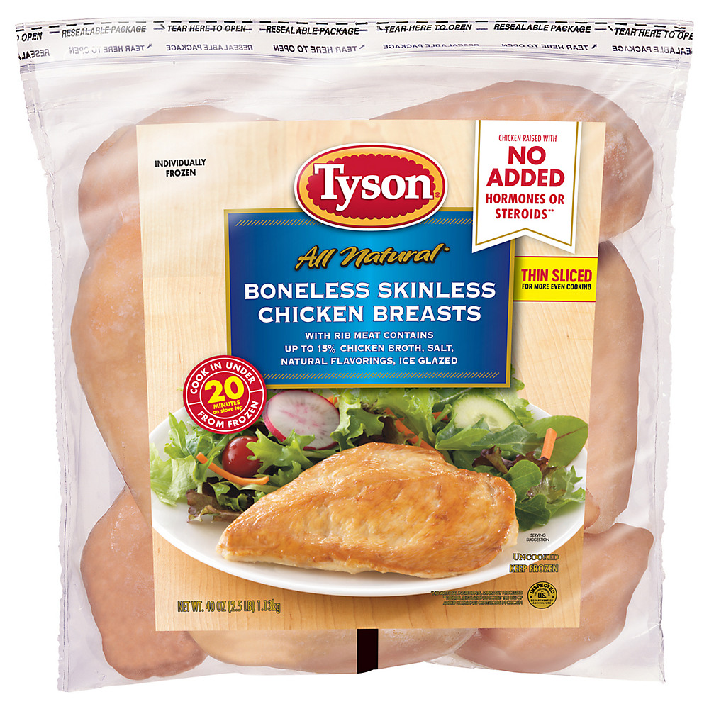 Calories in Tyson Boneless Skinless Chicken Breasts, 40 oz