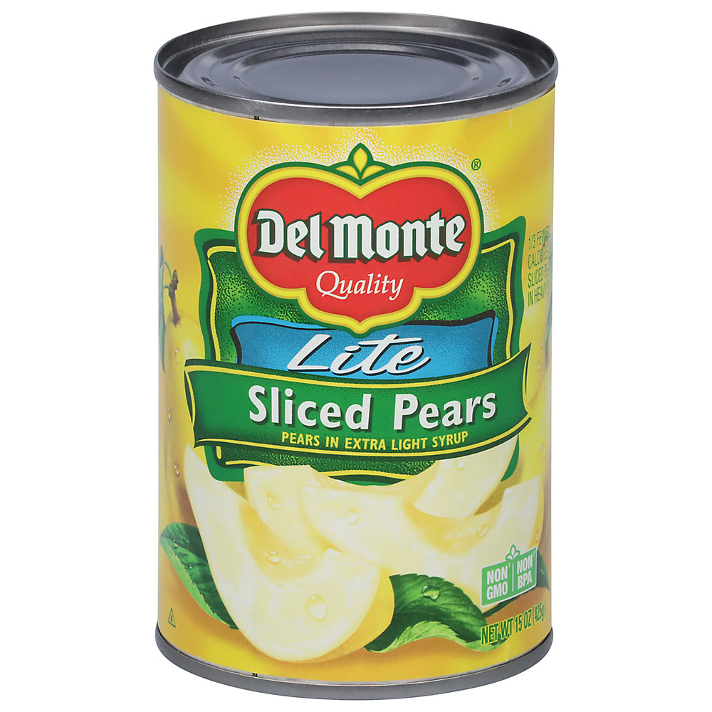 Calories in Del Monte Lite Sliced Pears in Extra Light Syrup, 15 oz
