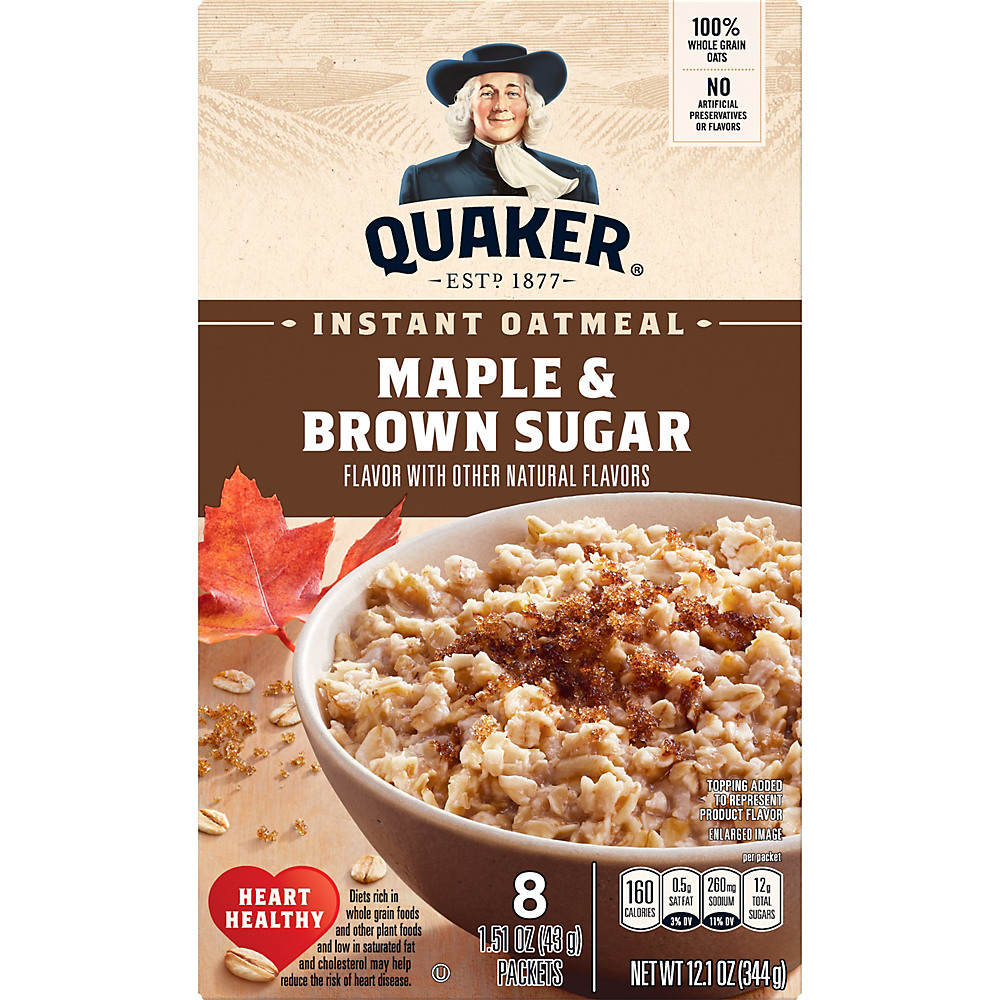 Calories in Quaker Maple & Brown Sugar Instant Oatmeal, 10 ct