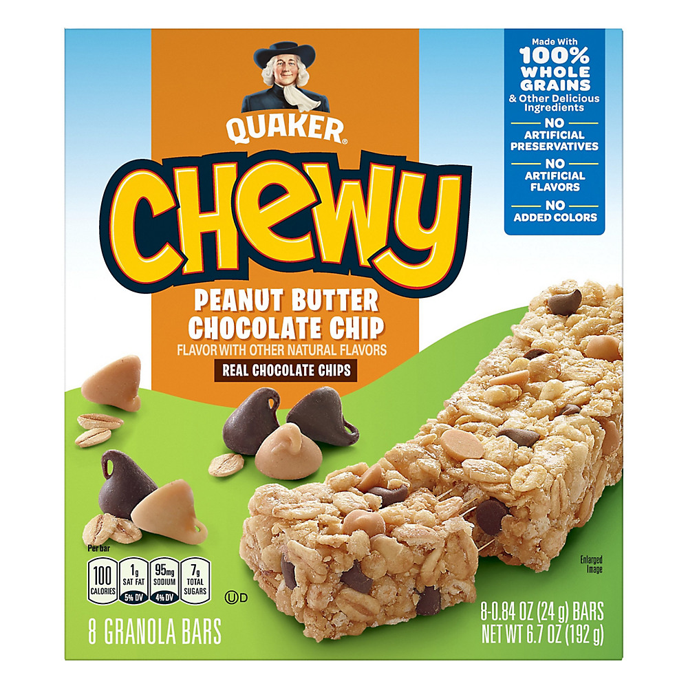 Calories in Quaker Chewy Peanut Butter Chocolate Chip Granola Bars, 8 ct