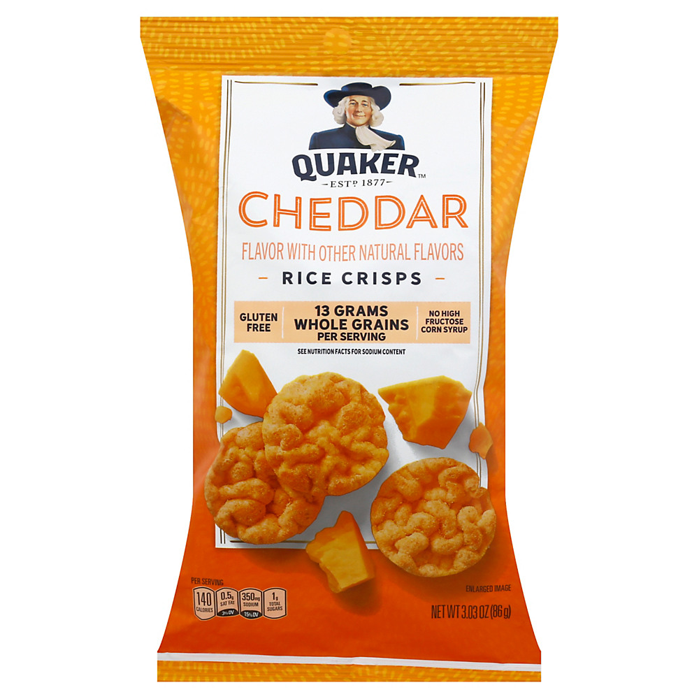 Calories in Quaker Cheddar Rice Crisps, 3.03 oz