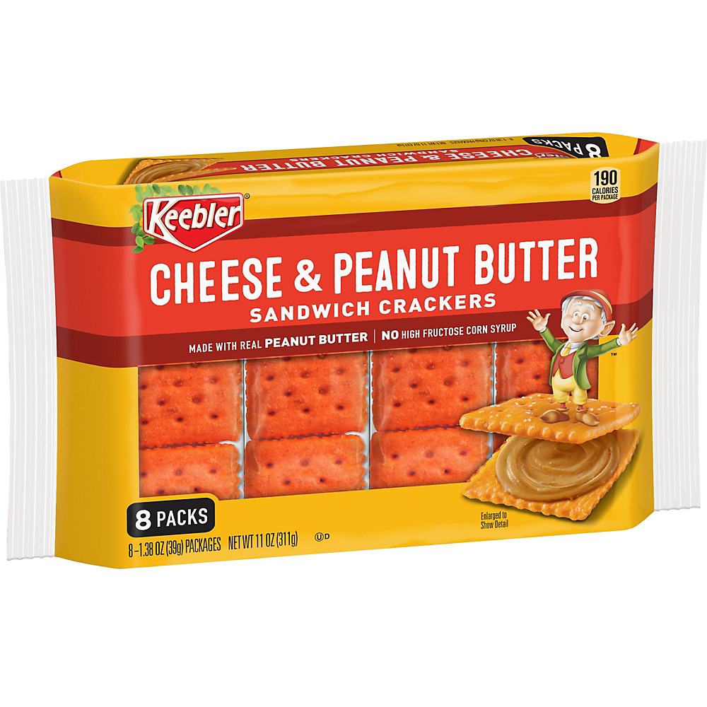 Calories in Keebler Sandwich Crackers Cheese and Peanut Butter, 8 ct, 11 oz