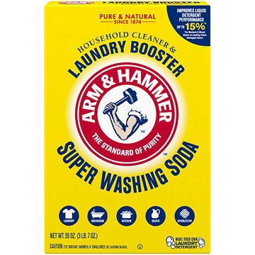 Arm & Hammer Detergent Booster and Household Cleaner Super Washing Soda, 55 oz