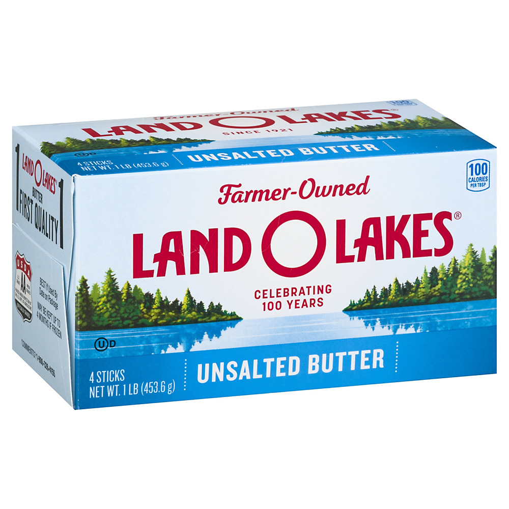 Calories in Land O Lakes Unsalted Sweet Butter Sticks, 4 ct