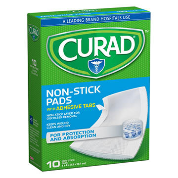 Curad Non-stick Pads With Adhesive Tabs, 10 ct