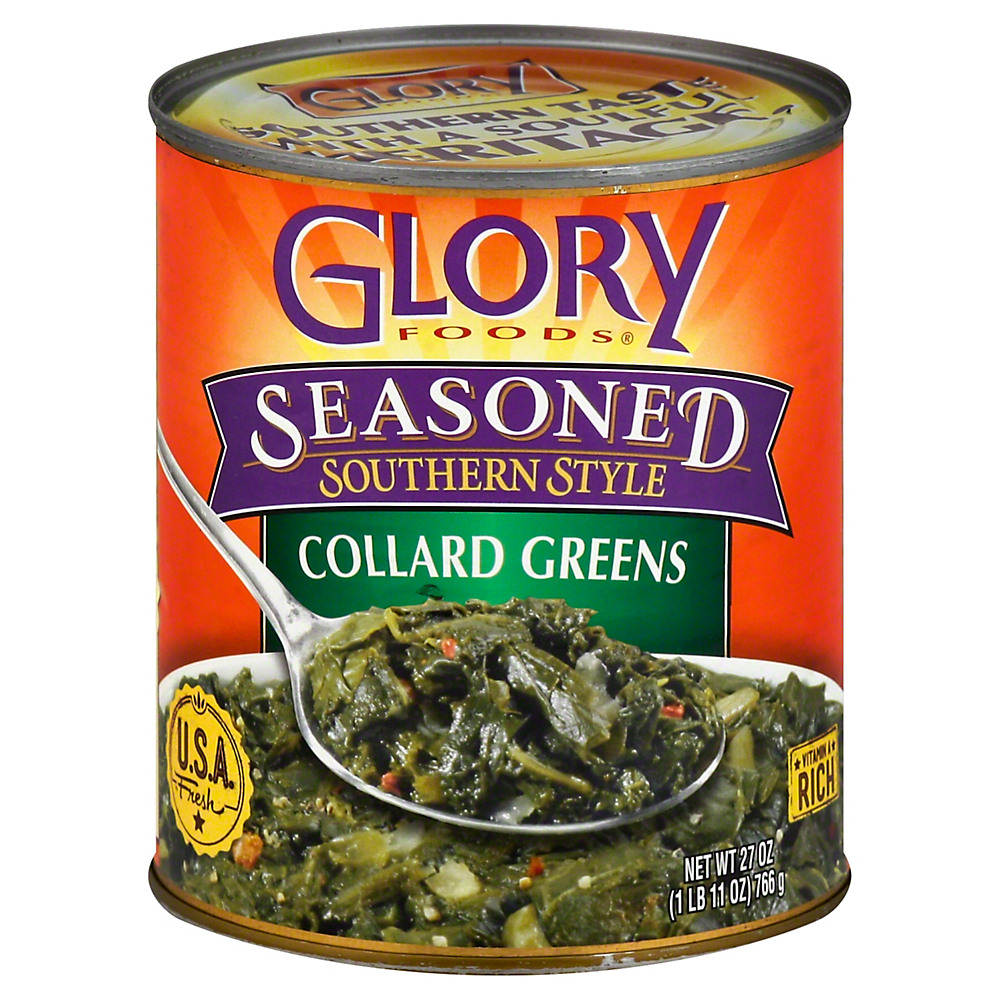 Calories in Glory Foods Seasoned Southern Style Collard Greens, 27 oz