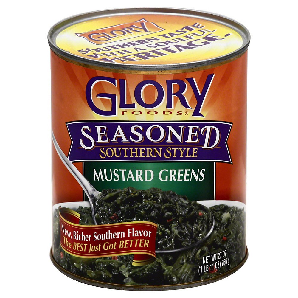 Calories in Glory Foods Seasoned Southern Style Mustard Greens, 27 oz