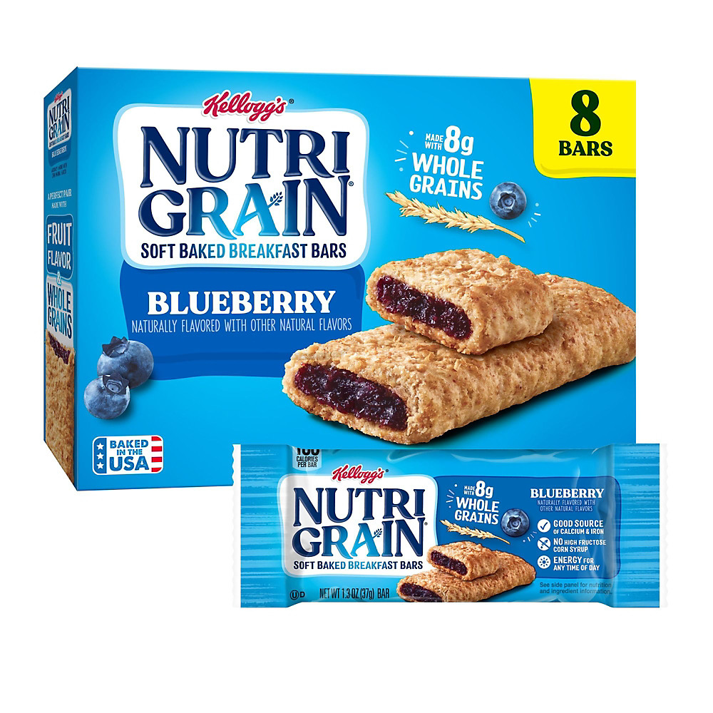 Calories in Kellogg's Nutri-Grain Soft Baked Breakfast Bar Blueberry, 8 ct, 10.4 oz