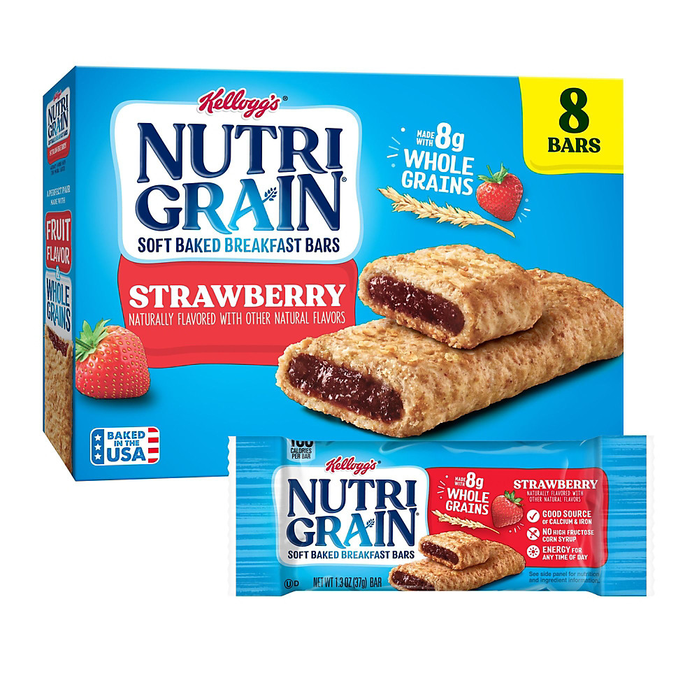 Calories in Kellogg's Nutri-Grain Soft Baked Breakfast Bar Strawberry, 8 ct, 10.4 oz