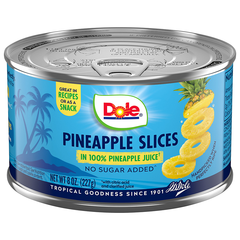 Calories in Dole Pineapple Slices in 100% Pineapple Juice, 8 oz