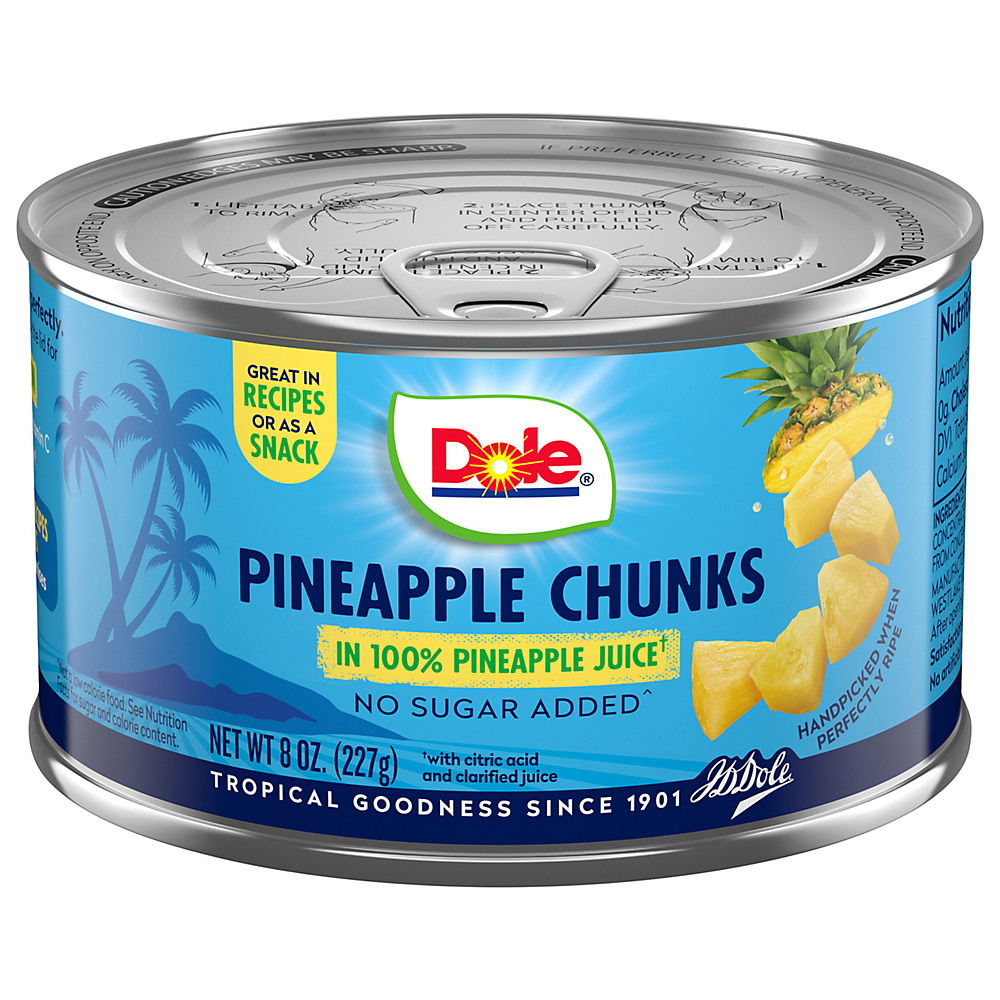 Calories in Dole Pineapple Chunks in 100% Pineapple Juice, 8 oz