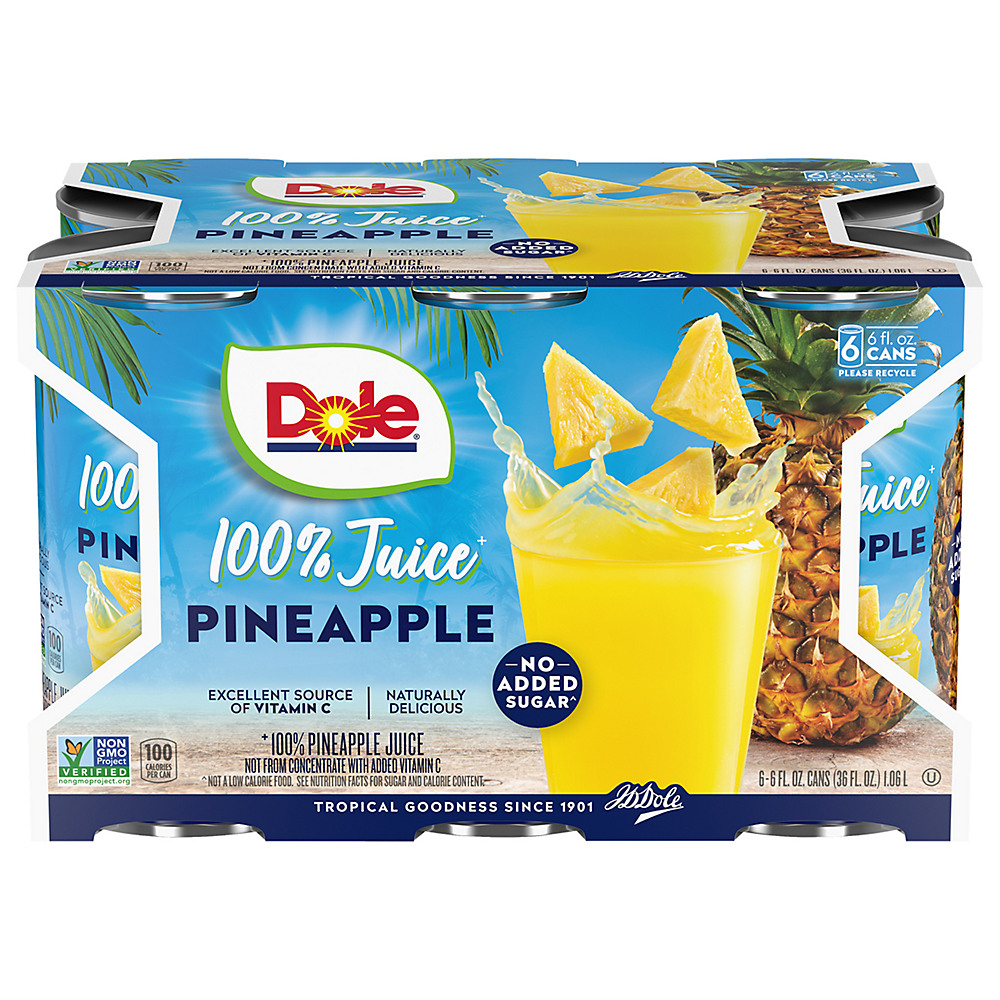 Calories in Dole Pineapple Juice 6 oz Cans, 6 pk