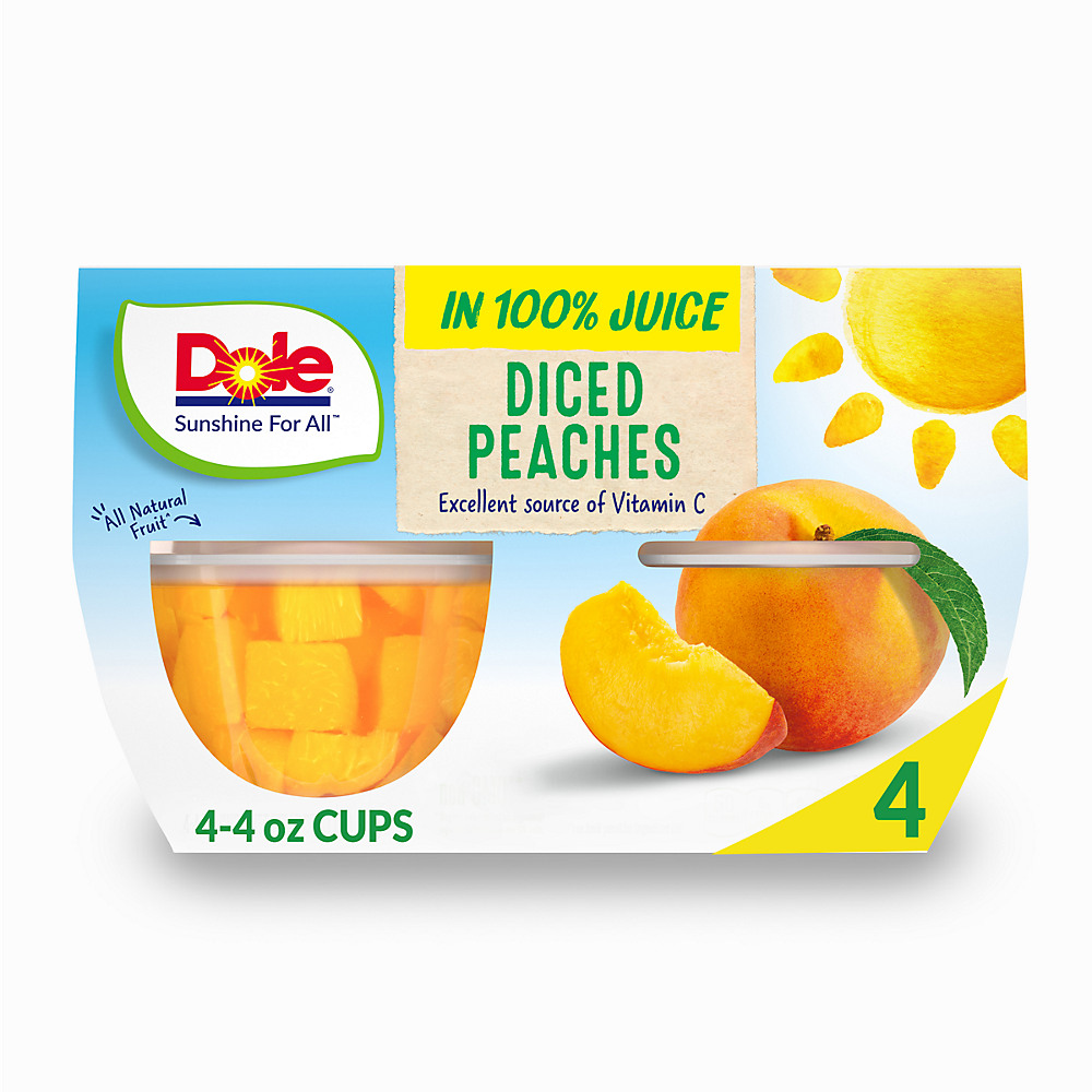 Calories in Dole Yellow Cling Diced Peaches in 100% Juice, 4 ct