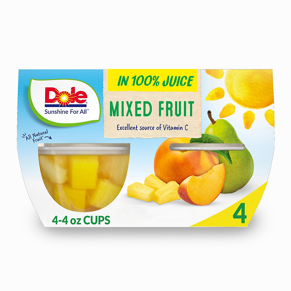 Calories in Dole Mixed Fruit In 100% Fruit Juice, 4 ct