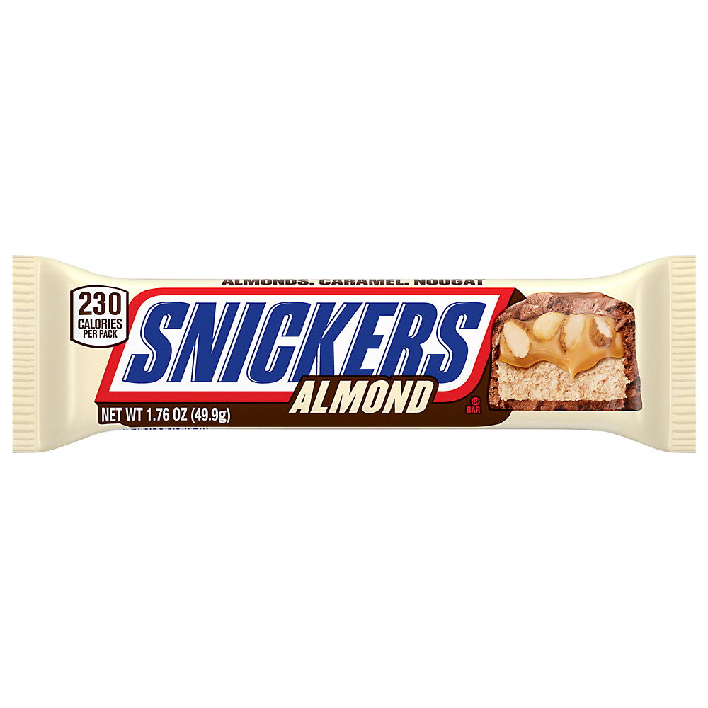 Calories in Snickers Almond Candy Bar, 1.76 oz