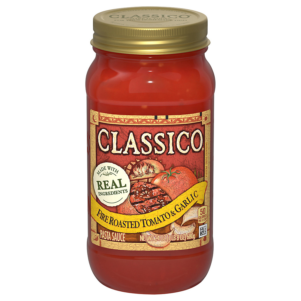 Calories in Classico Fire Roasted Tomato and Garlic Pasta Sauce, 24 oz
