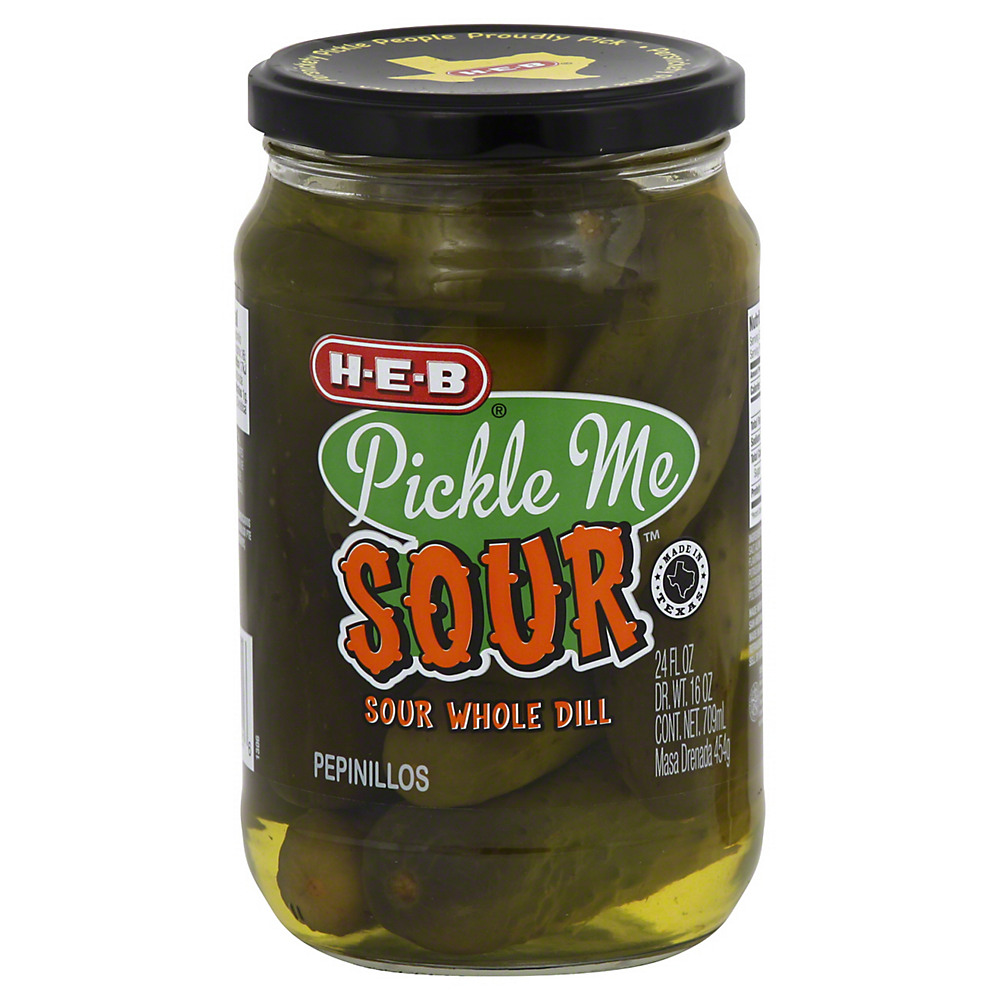 Calories in H-E-B Pickle Me Sour  Whole Dill Pickles, 24 oz