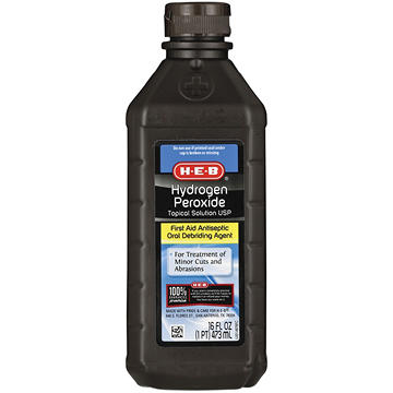 H-E-B Hydrogen Peroxide Topical Solution - First Aid Antiseptic, 16 oz