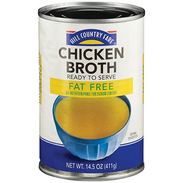 Hill Country Fare 99% Fat  Chicken Broth, 14.5 oz
