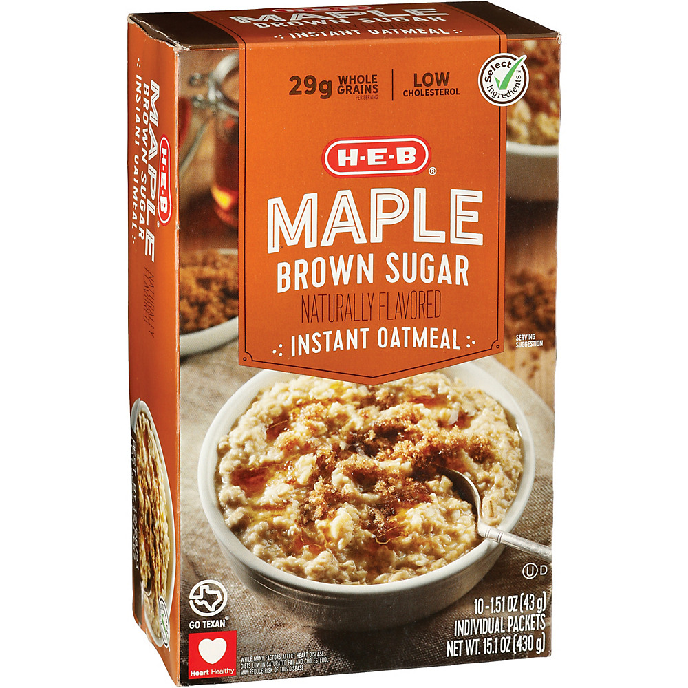 Calories in H-E-B Select Ingredients Maple & Brown Sugar Instant Oatmeal, 10 ct