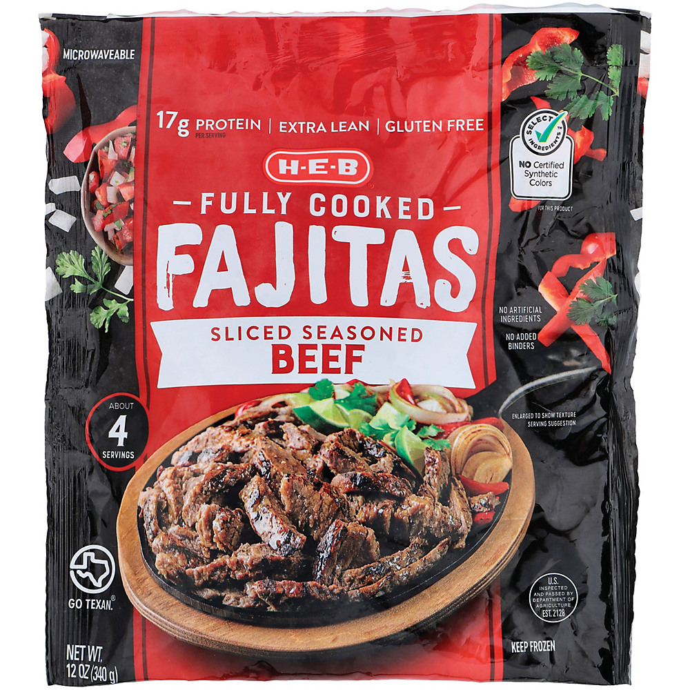 Calories in H-E-B Select Ingredients Fully Cooked Beef Fajitas, 12 oz