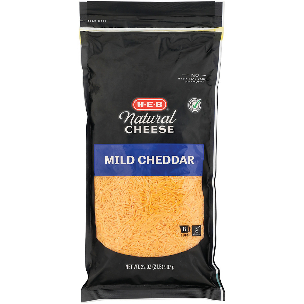 Calories in H-E-B Select Ingredients Mild Cheddar Cheese, Shredded, Value Pack, 32 oz
