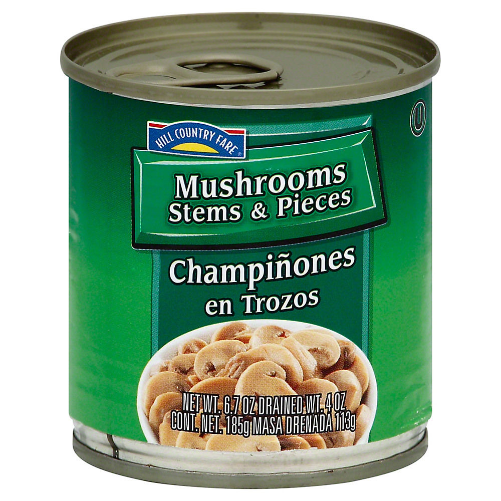 Calories in Hill Country Fare Mushrooms Stems & Pieces, 6.7 oz