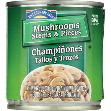 Hill Country Fare Mushrooms Stems & Pieces, 6.5 oz