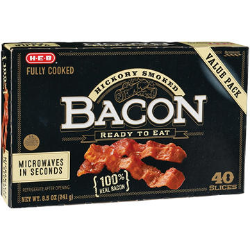 H-E-B Fully Cooked Hickory Smoked Bacon - Value Pack, 8.5 oz
