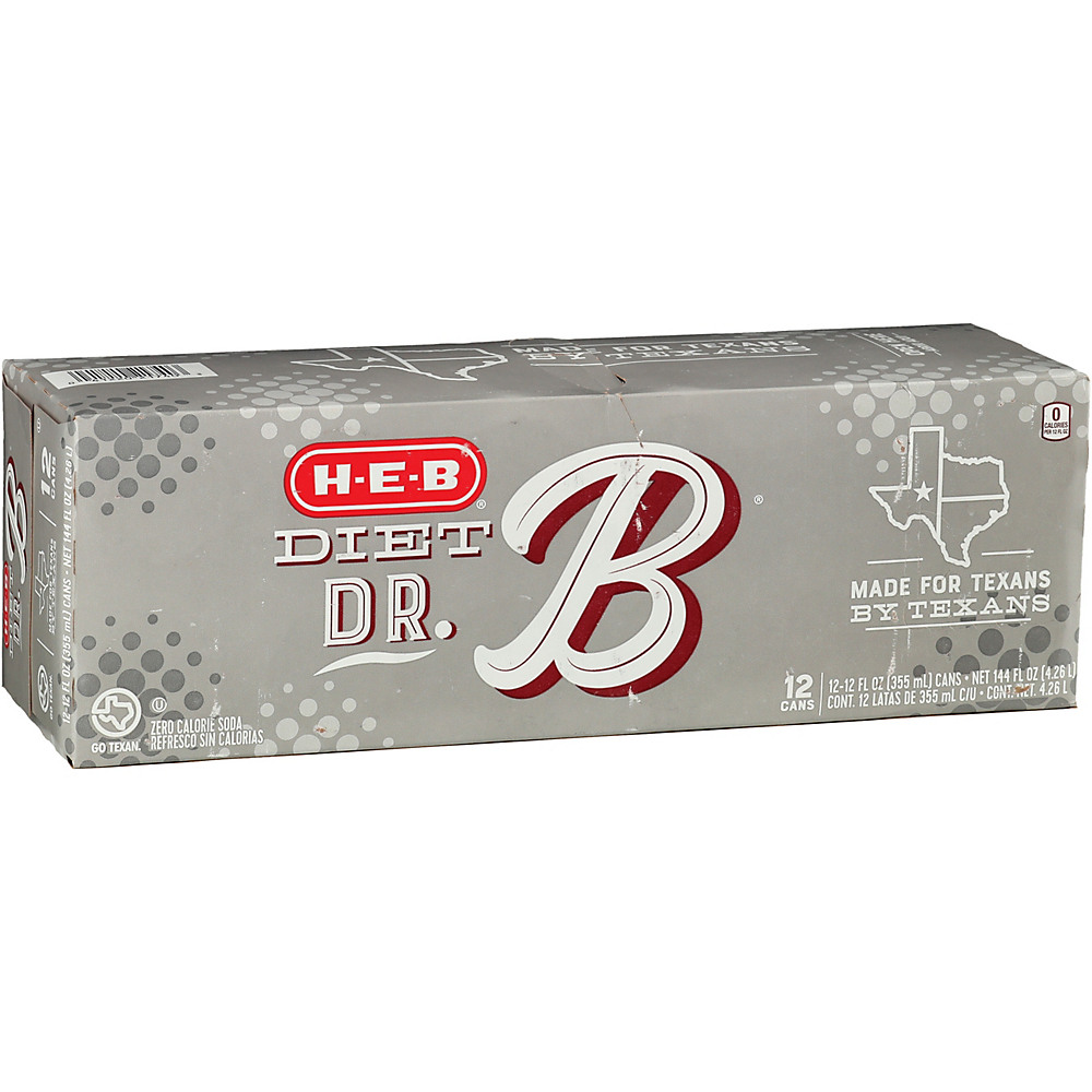 Calories in H-E-B Dr. B Diet Soda 12 oz Cans, 12 pk