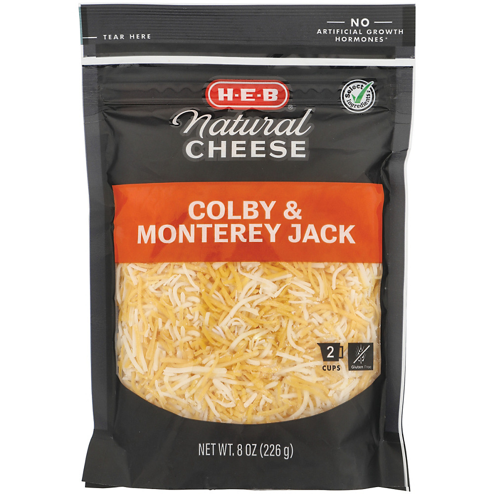 Calories in H-E-B Select Ingredients Colby and Monterey Jack Cheese, Shredded, 8 oz