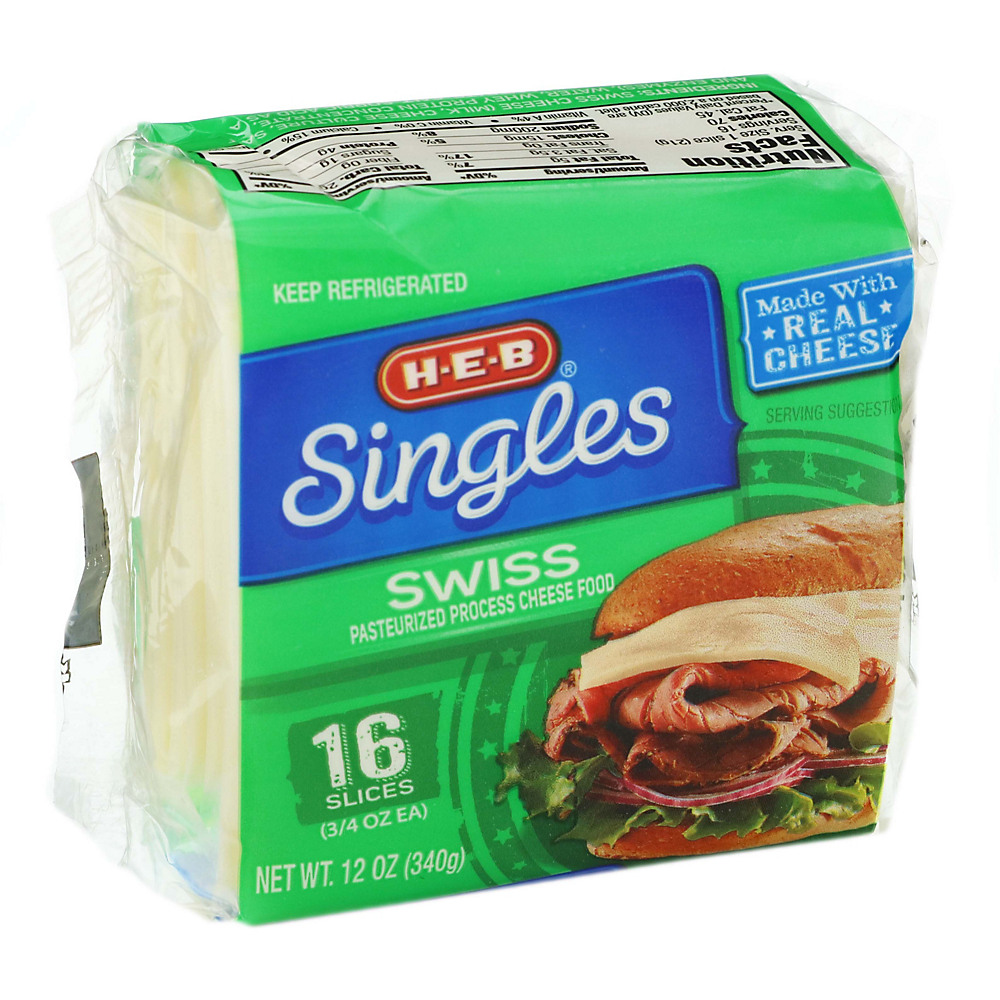 Calories in H-E-B Swiss Cheese Singles, 16 ct