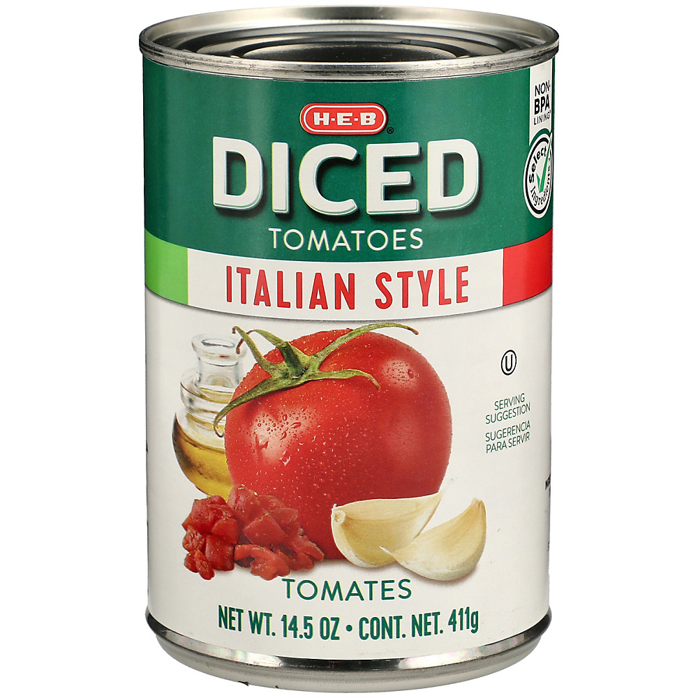 Calories in H-E-B Select Ingredients Italian Style Diced Tomatoes, 14.5 oz