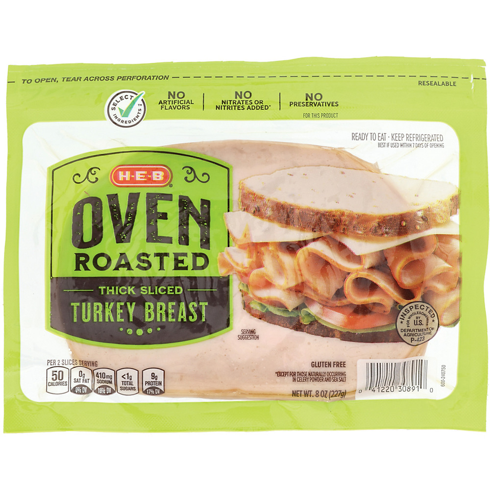 Calories in H-E-B Select Ingredients Fat Free Oven Roasted Turkey Breast, 8 oz