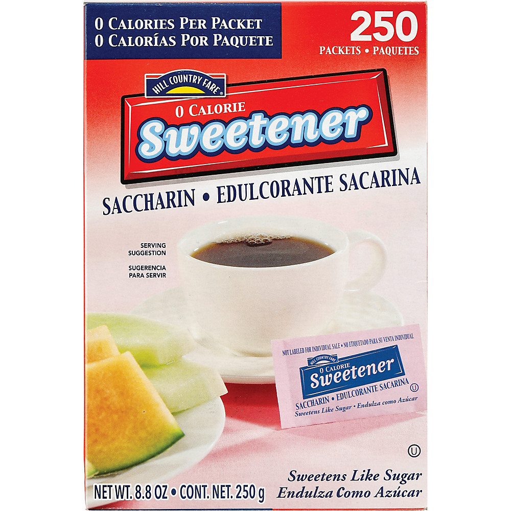 Calories in Hill Country Fare Zero Calorie Sweetener with Saccharin, 250 ct