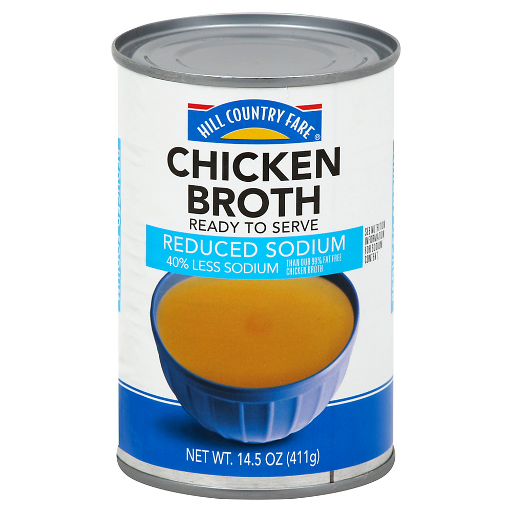 Calories in Hill Country Fare Reduced Sodium  Chicken Broth, 14.5 oz