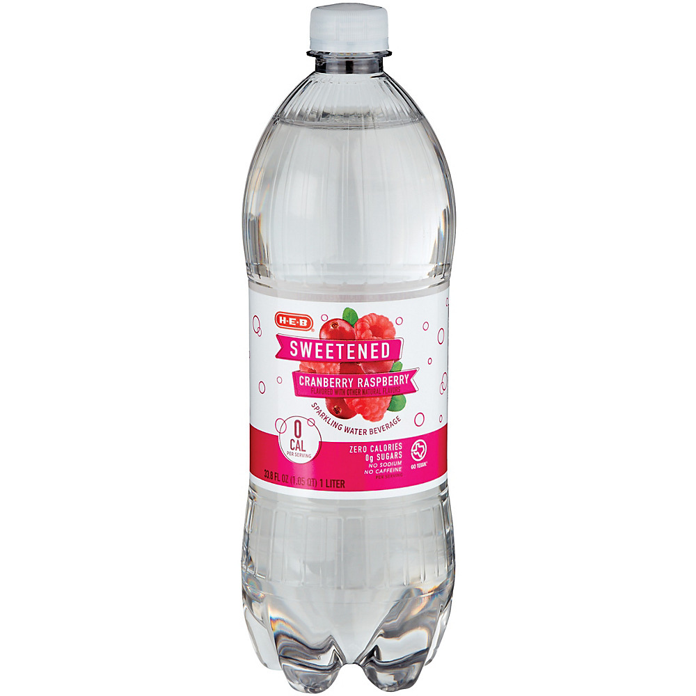 Calories in H-E-B Sweetened Cranberry Raspberry Sparkling Water Beverage, 1 L