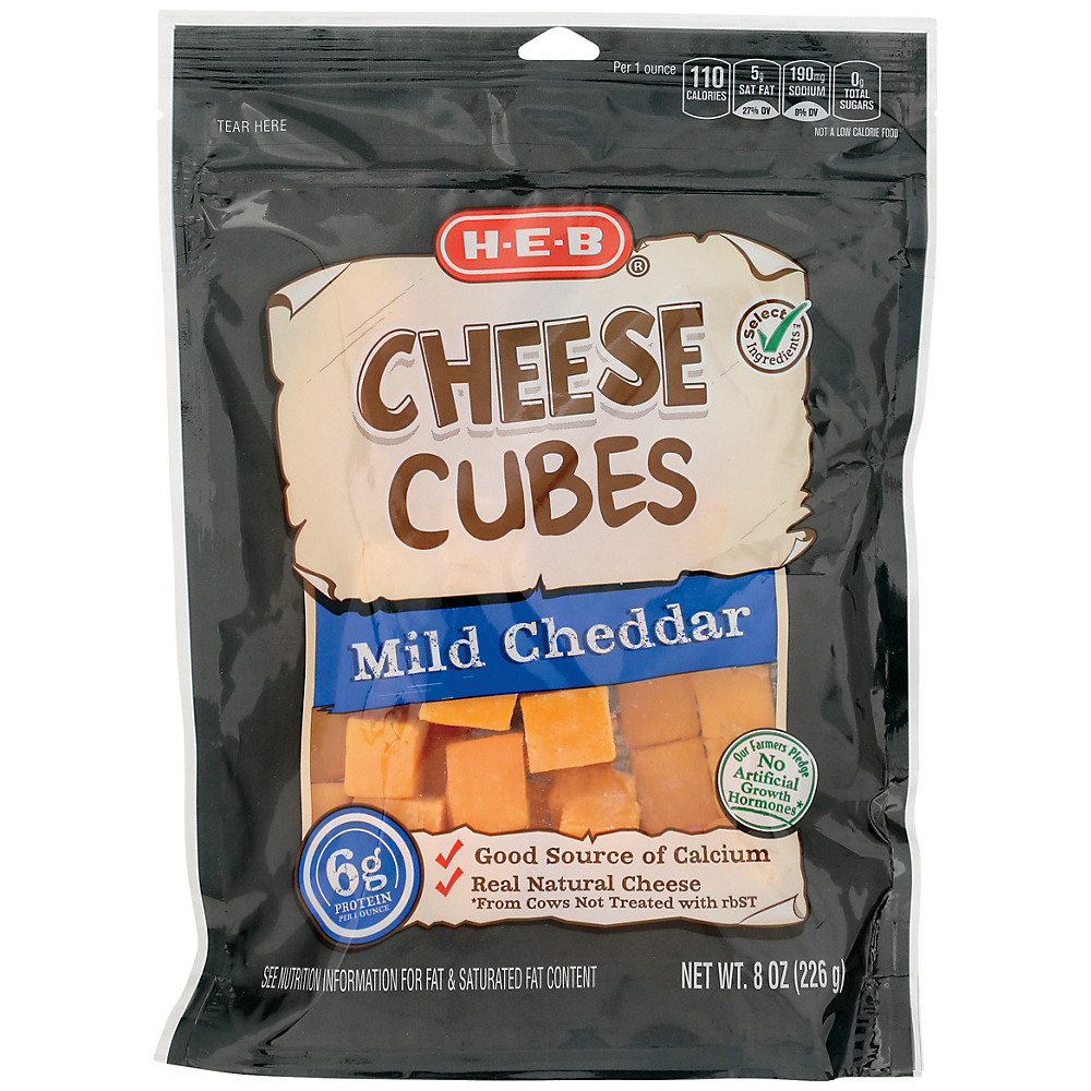 Calories in H-E-B Select Ingredients Mild Cheddar Cubed Cheese, 8 oz