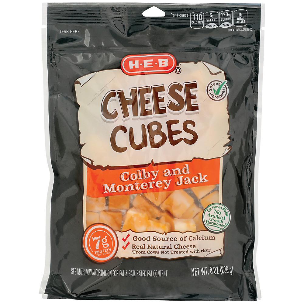 Calories in H-E-B Select Ingredients Colby and Monterey Jack Cubed Cheese, 8 oz