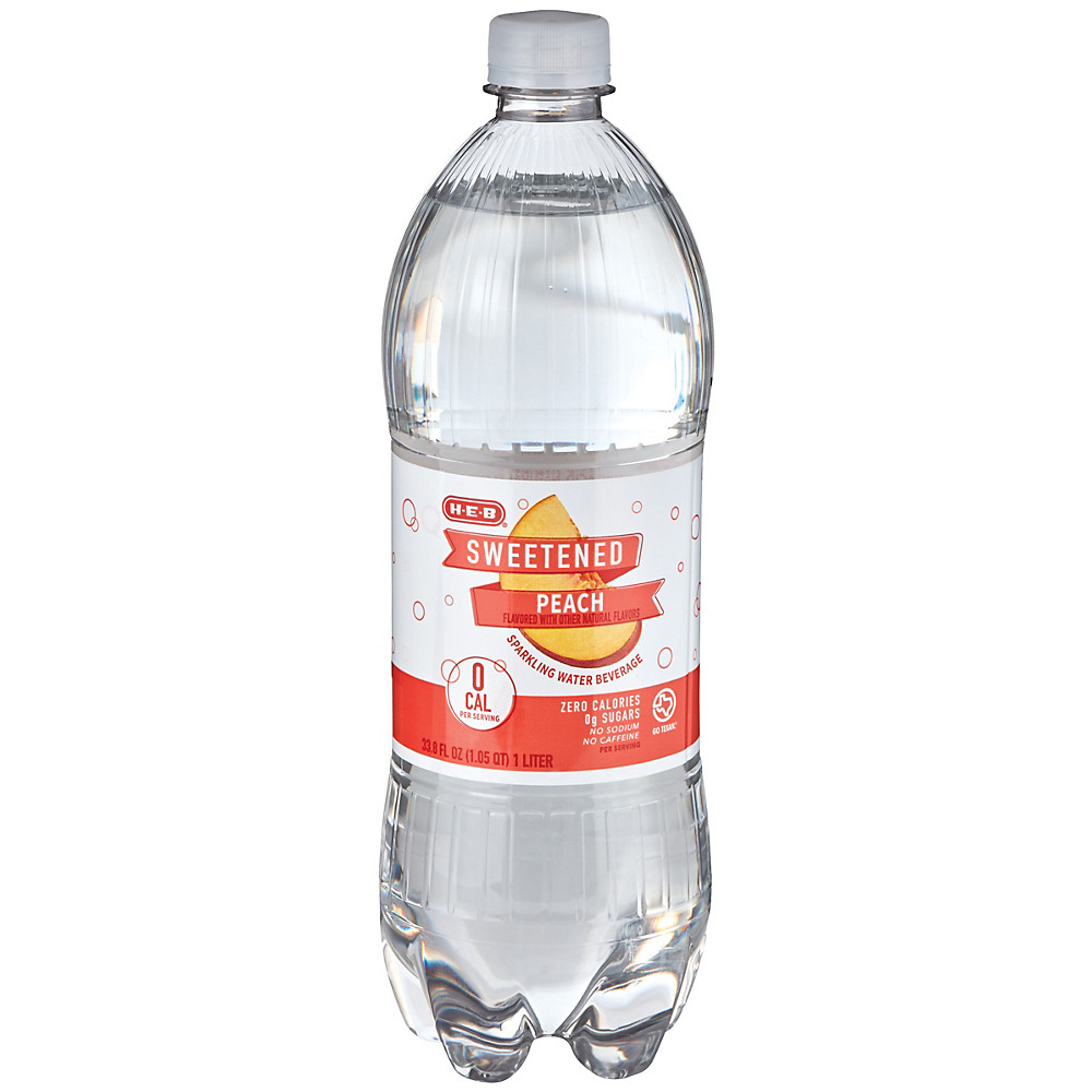 Calories in H-E-B Sweetened Sparkling Peach Water Beverage, 1 L