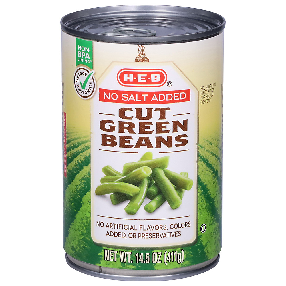 Calories in H-E-B Select Ingredients No Salt Added Cut Green Beans, 14.5 oz