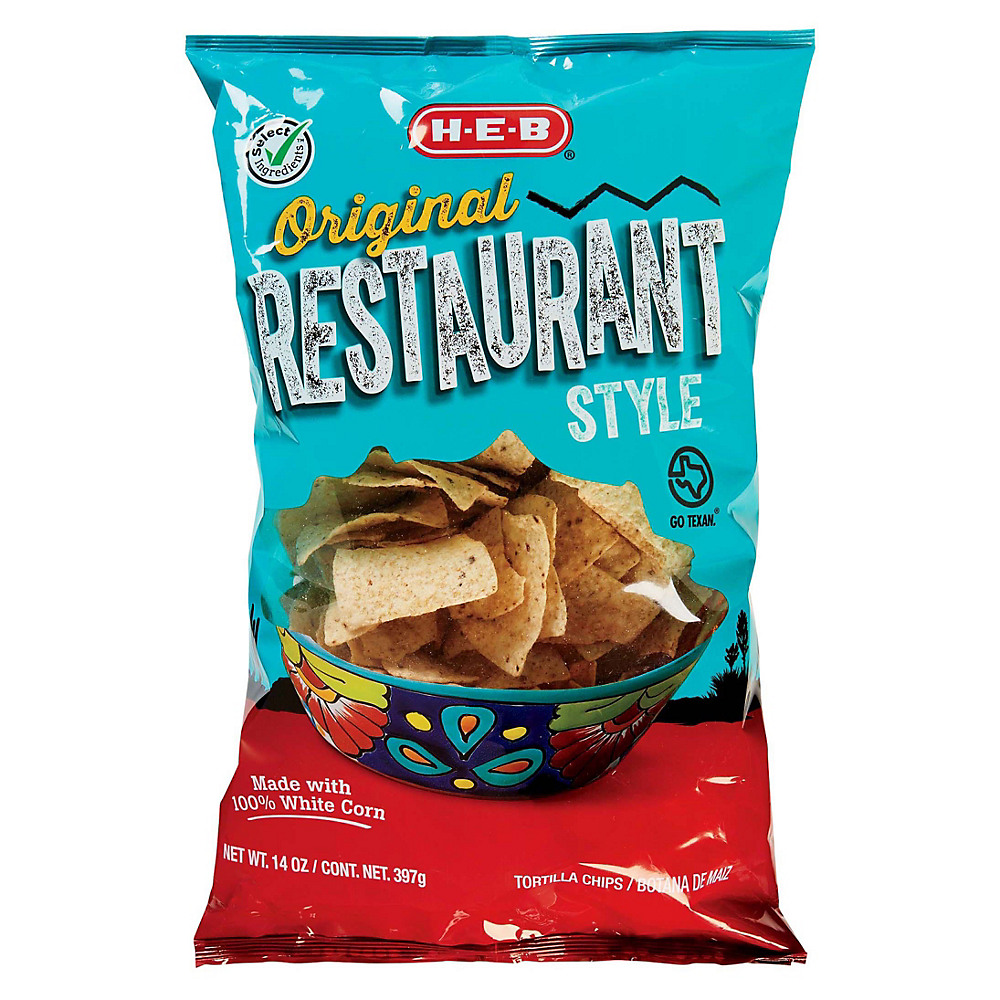 Calories in H-E-B Restaurant Style Corn Tortilla Chips, 14 oz