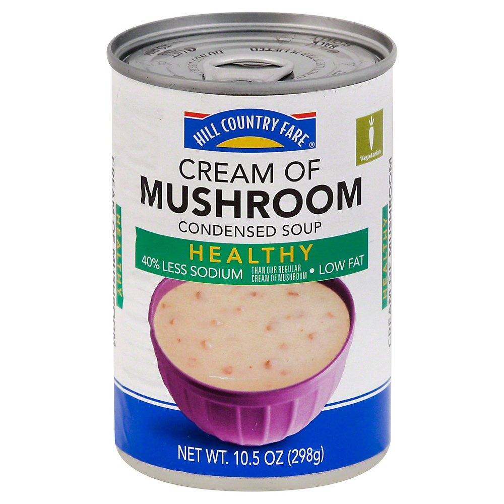 Calories in Hill Country Fare Healthy Condensed Cream of Mushroom Soup, 10.5 oz