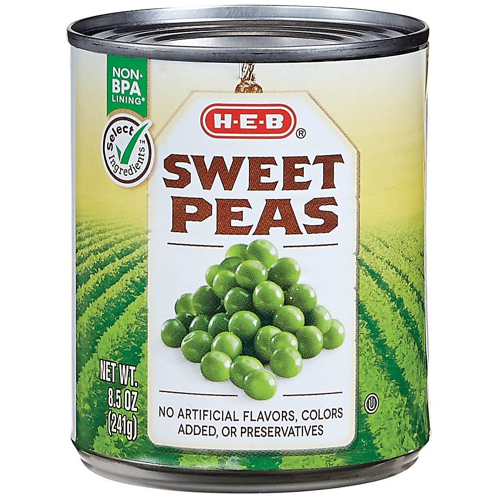 Calories in H-E-B Select Ingredients Sweet Peas, 8.5 oz