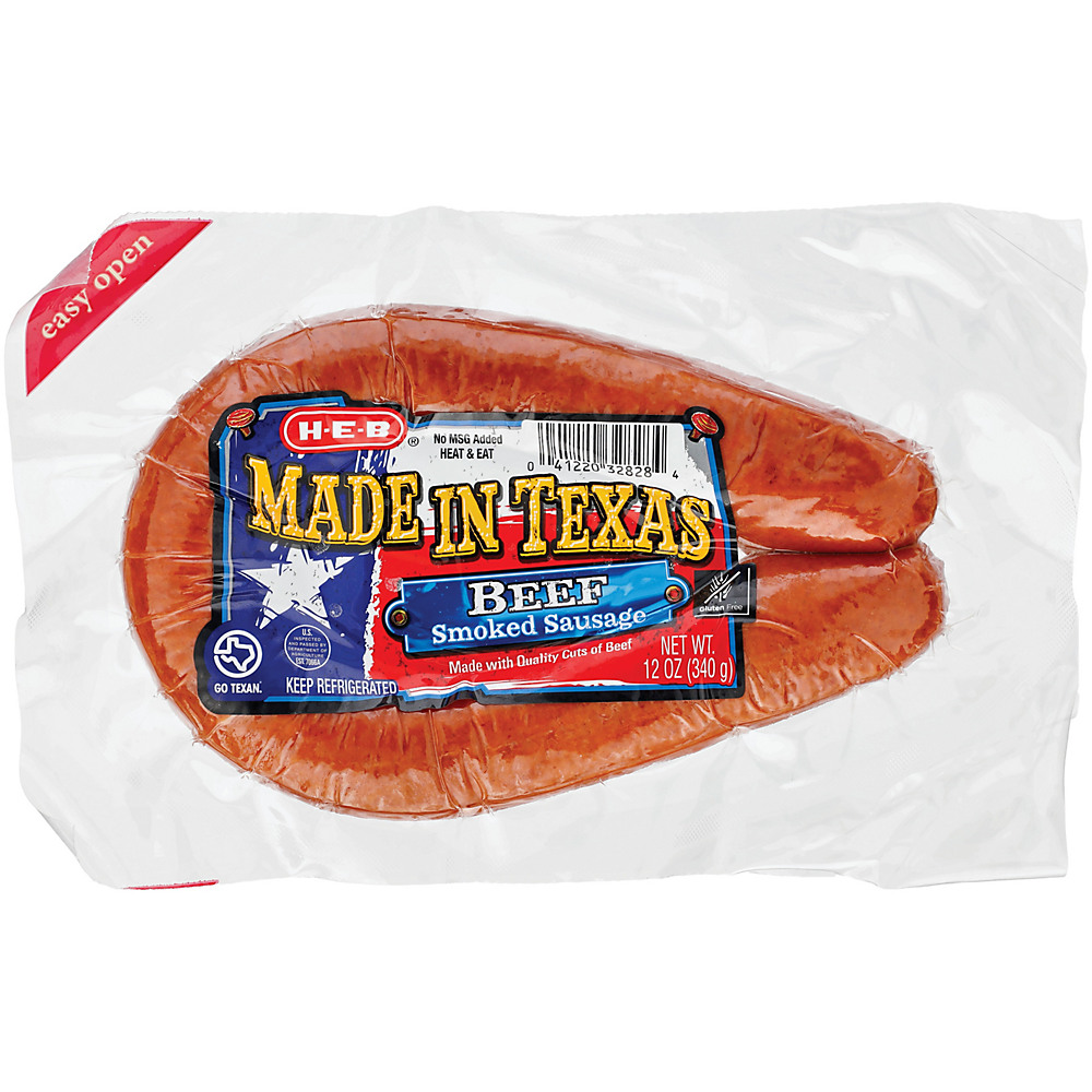 Calories in H-E-B Made In Texas Beef Smoked Sausage, 12 oz