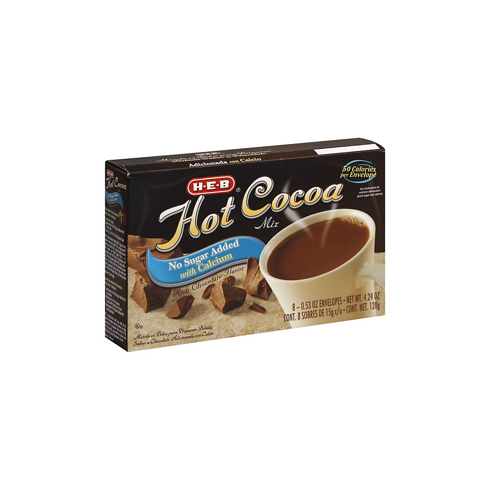 Calories in H-E-B Hot Cocoa Mix No Sugar Added with Calcium, 8 ct