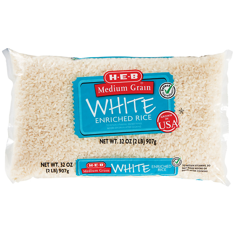 Calories in H-E-B Select Ingredients Medium Grain White Enriched Rice, 2 lb