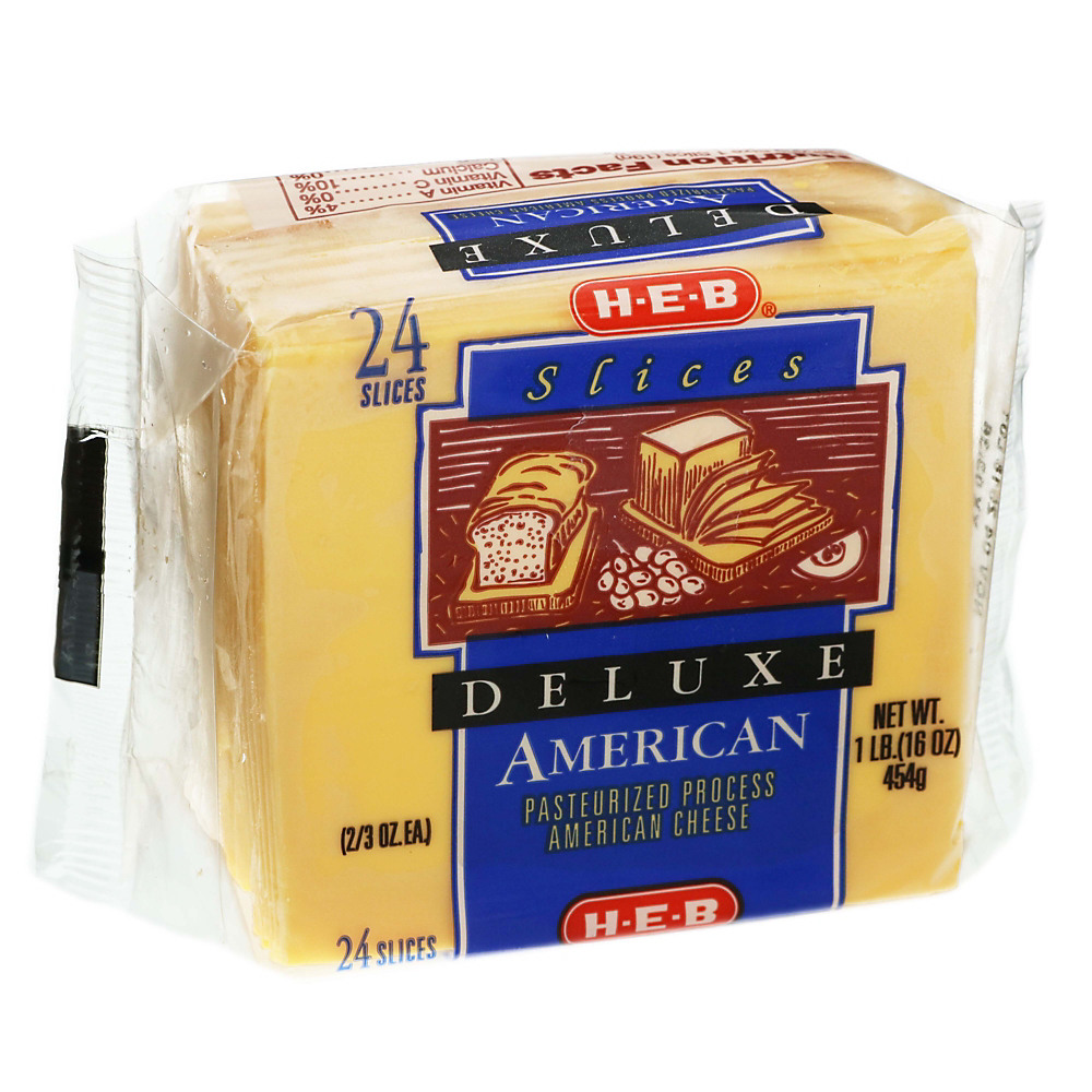 Calories in H-E-B American Deluxe Cheese, Slices, 24 ct