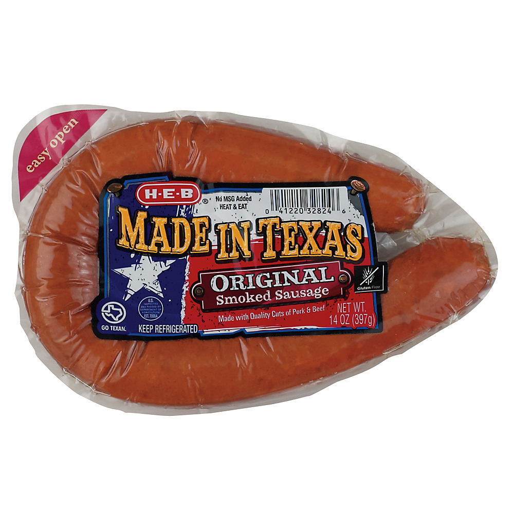 Calories in H-E-B Made In Texas Original Smoked Sausage, 14 oz