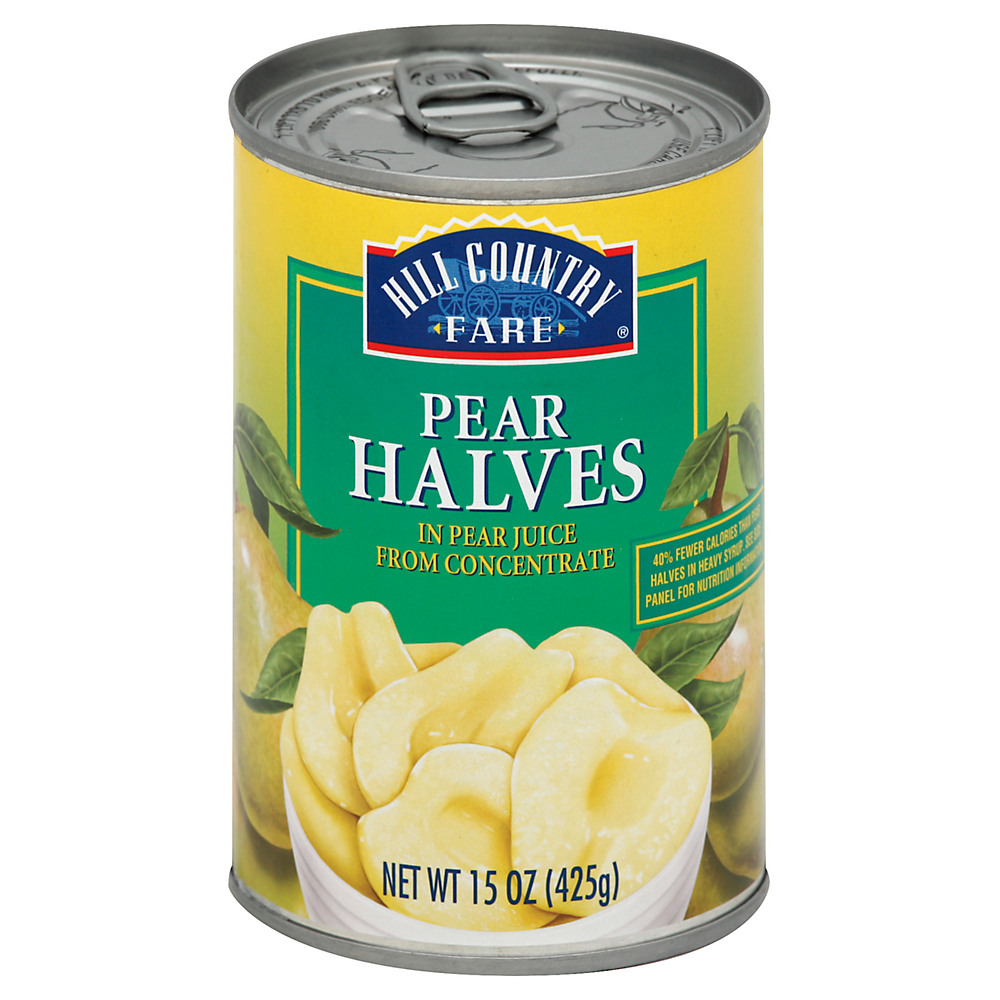Calories in Hill Country Fare Pear Halves in Pear Juice from Concentrate, 15 oz